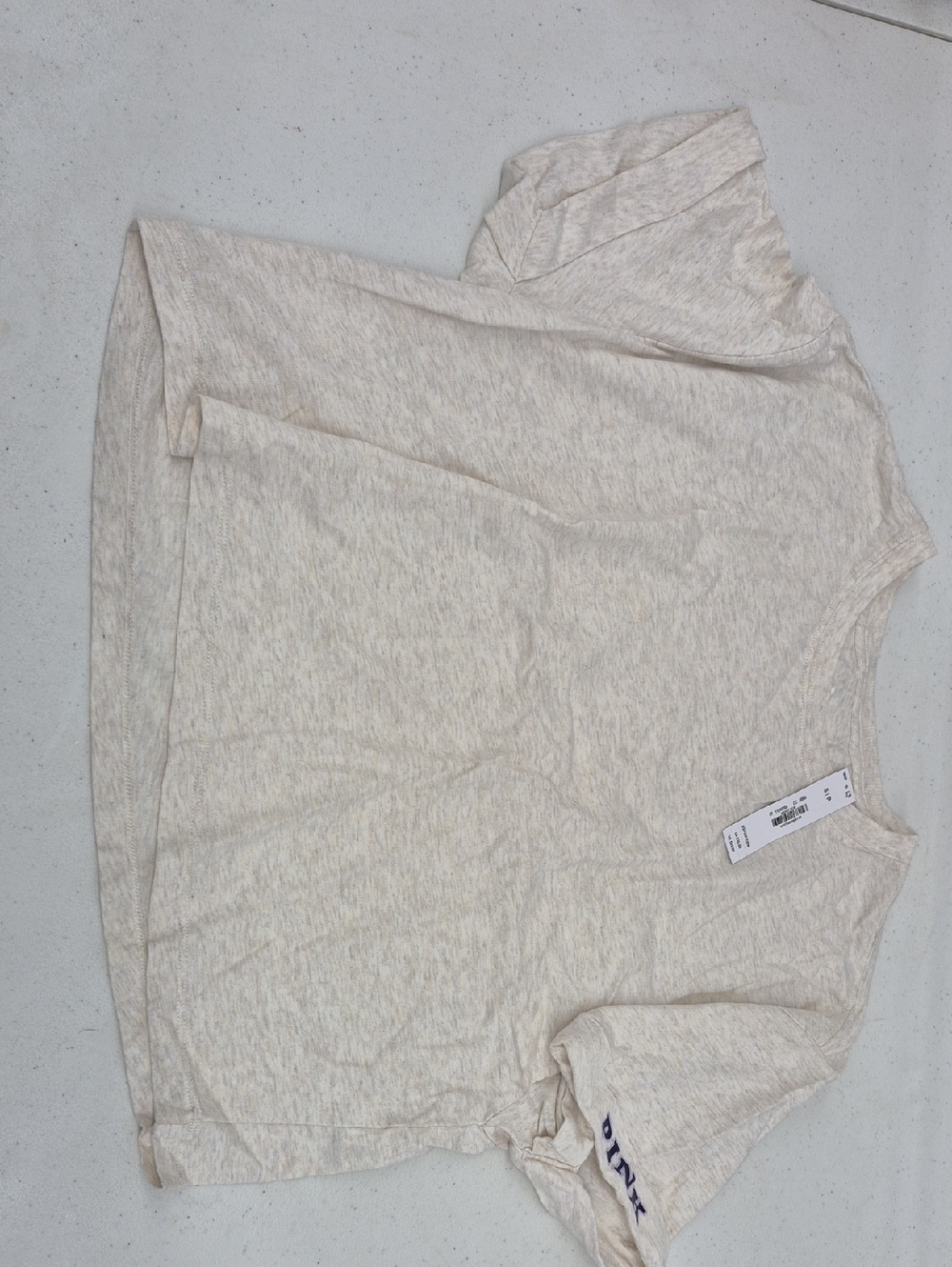 PINK Victoria's Secret Light Heathered Beige Tee